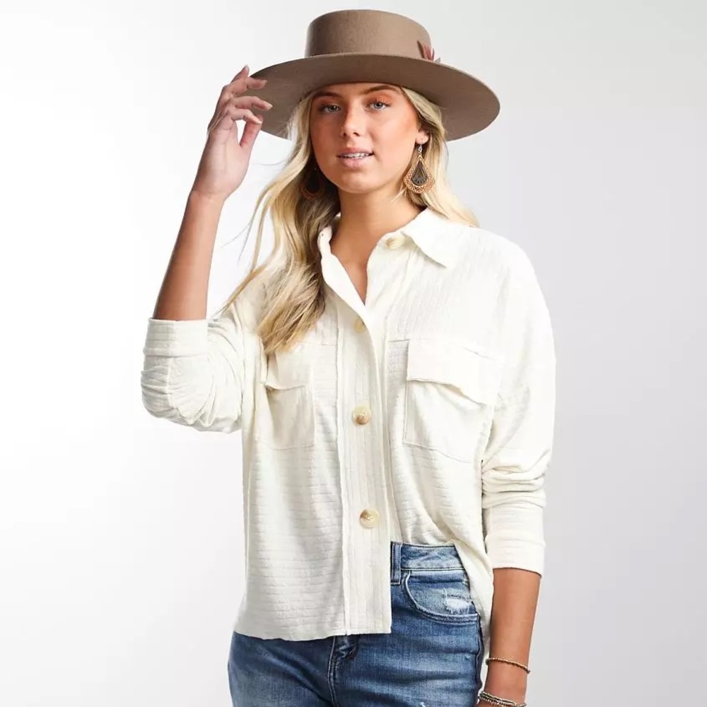 Terry Cloth Button Down Shirt Womens BKE Eased LIKE NEW